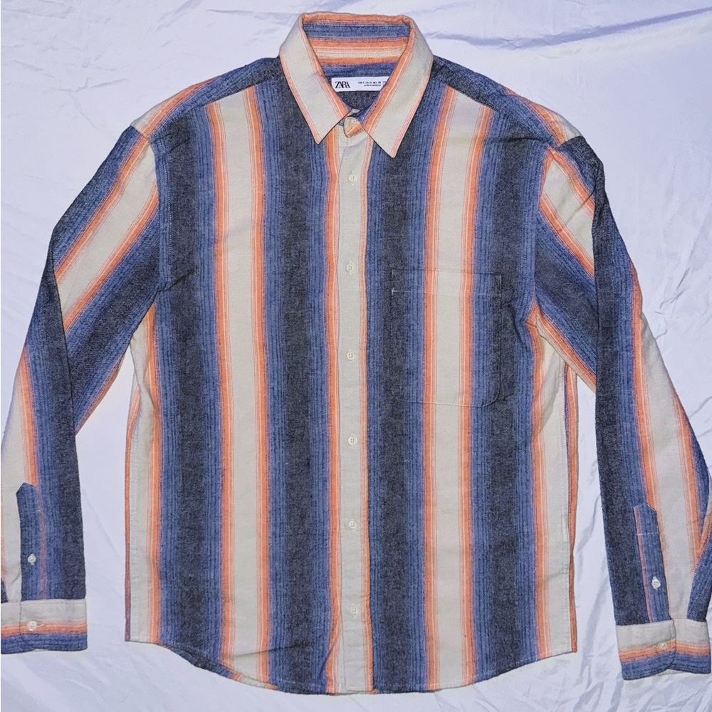Zara Multicolor Striped Button-Down Shirt